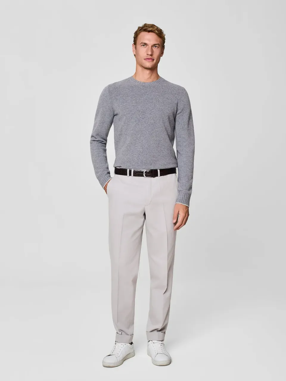 Paul Taylor pantalone wide fit cotone tencel burro