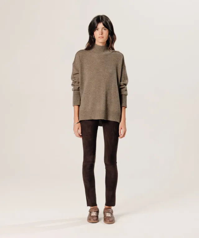 Rodier maglione cashmere collo alto beige oversize donna