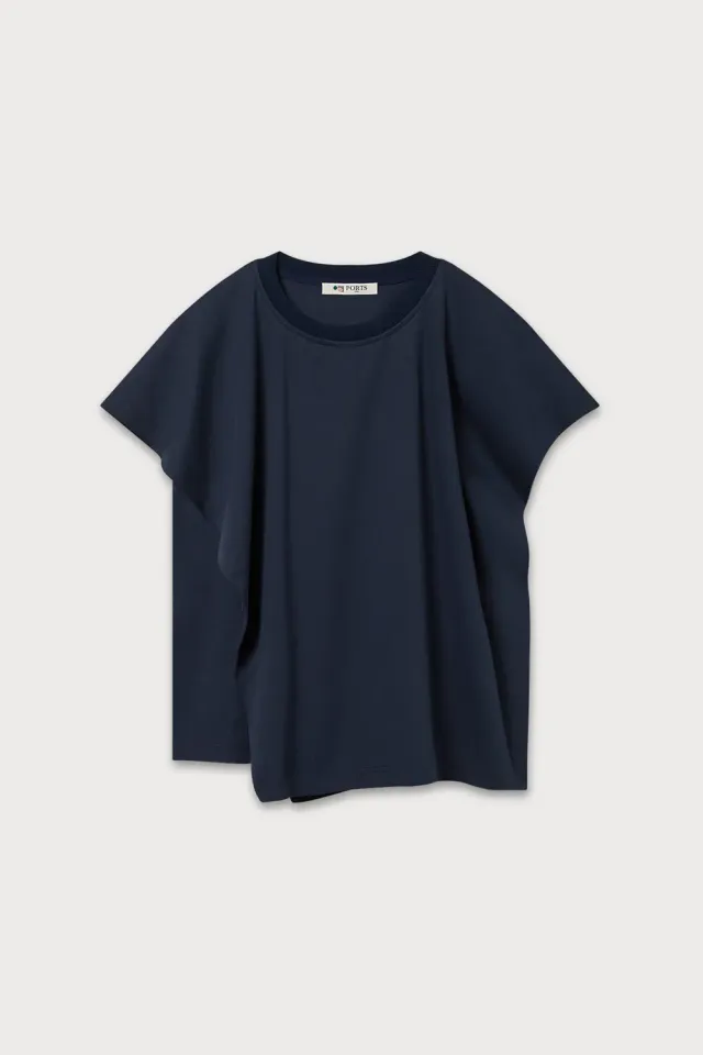 PORTS Navy Asymmetrical T-Shirt maglietta navy M orlo lungo