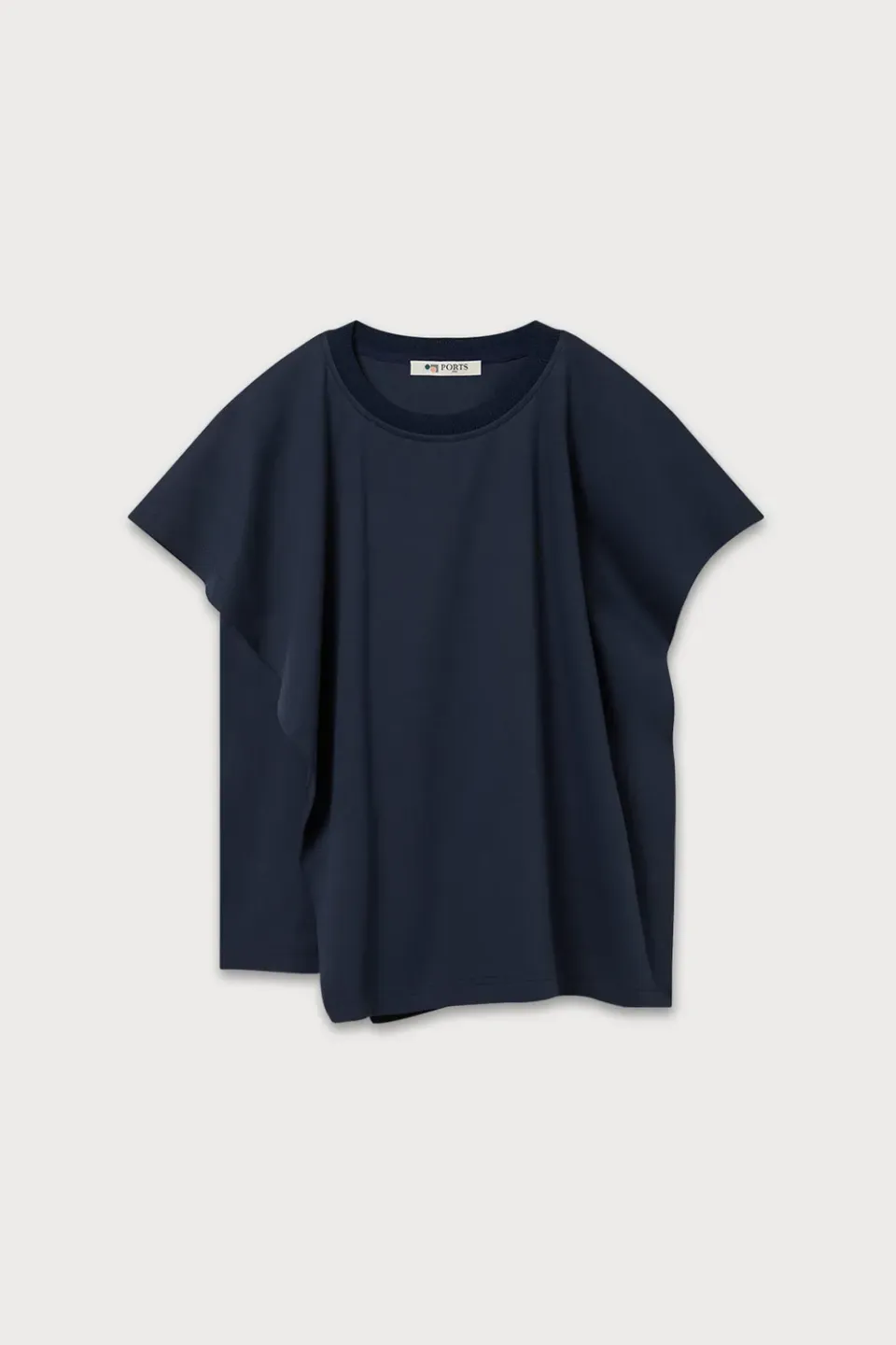 PORTS Navy Asymmetrical T-Shirt maglietta navy M orlo lungo