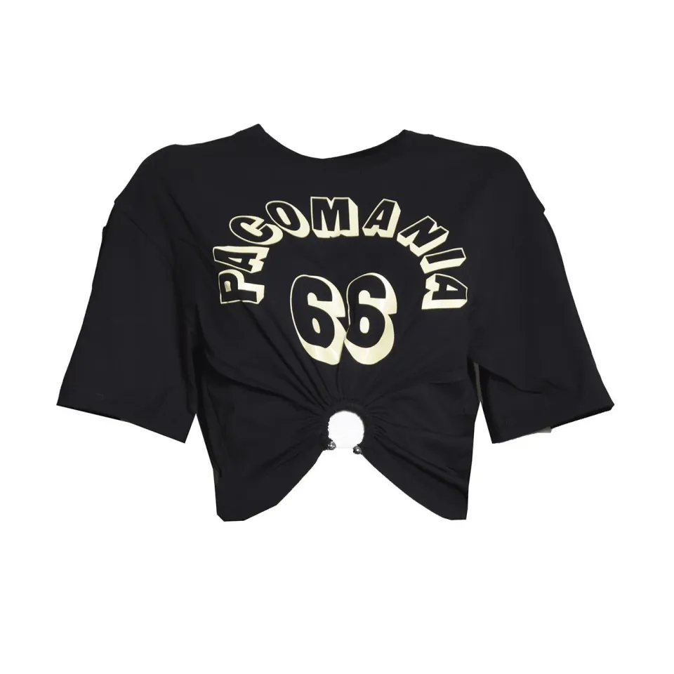 Rabanne 26PJTE030CO0555 T-shirt nera cotone elasticizzato
