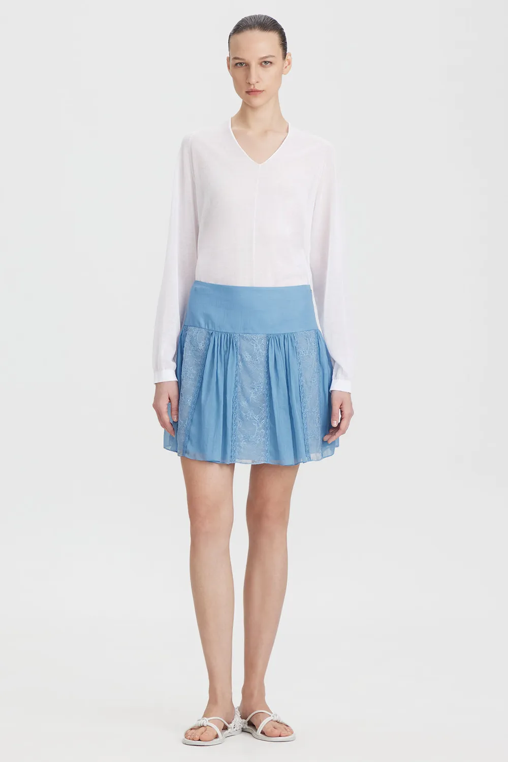 Ports 1961 PW226KFV01 maglia scollo V bianco ottico