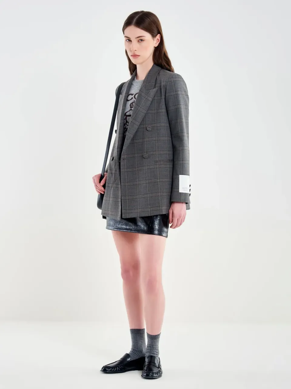 Vicolo Fantasia Quadri blazer doppiopetto grigio
