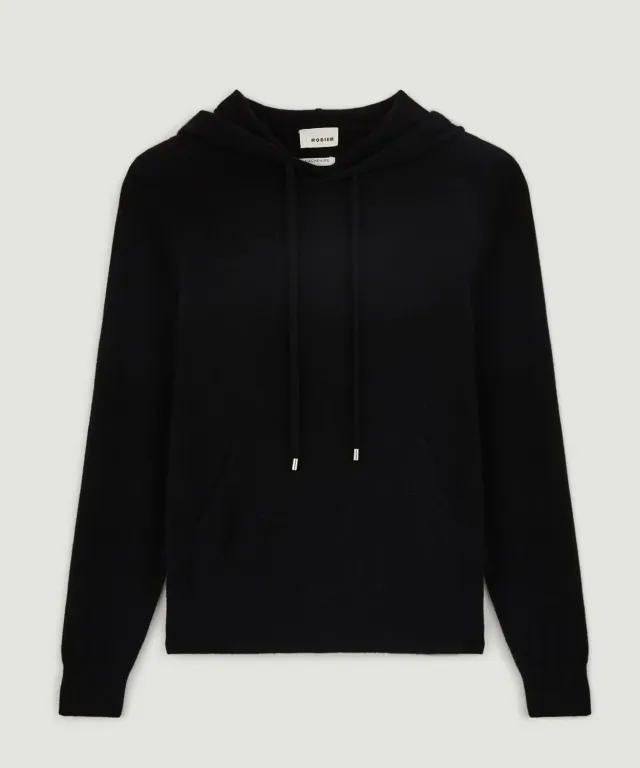 Rodier felpa cappuccio cashmere nero uomo 2 fili tasca