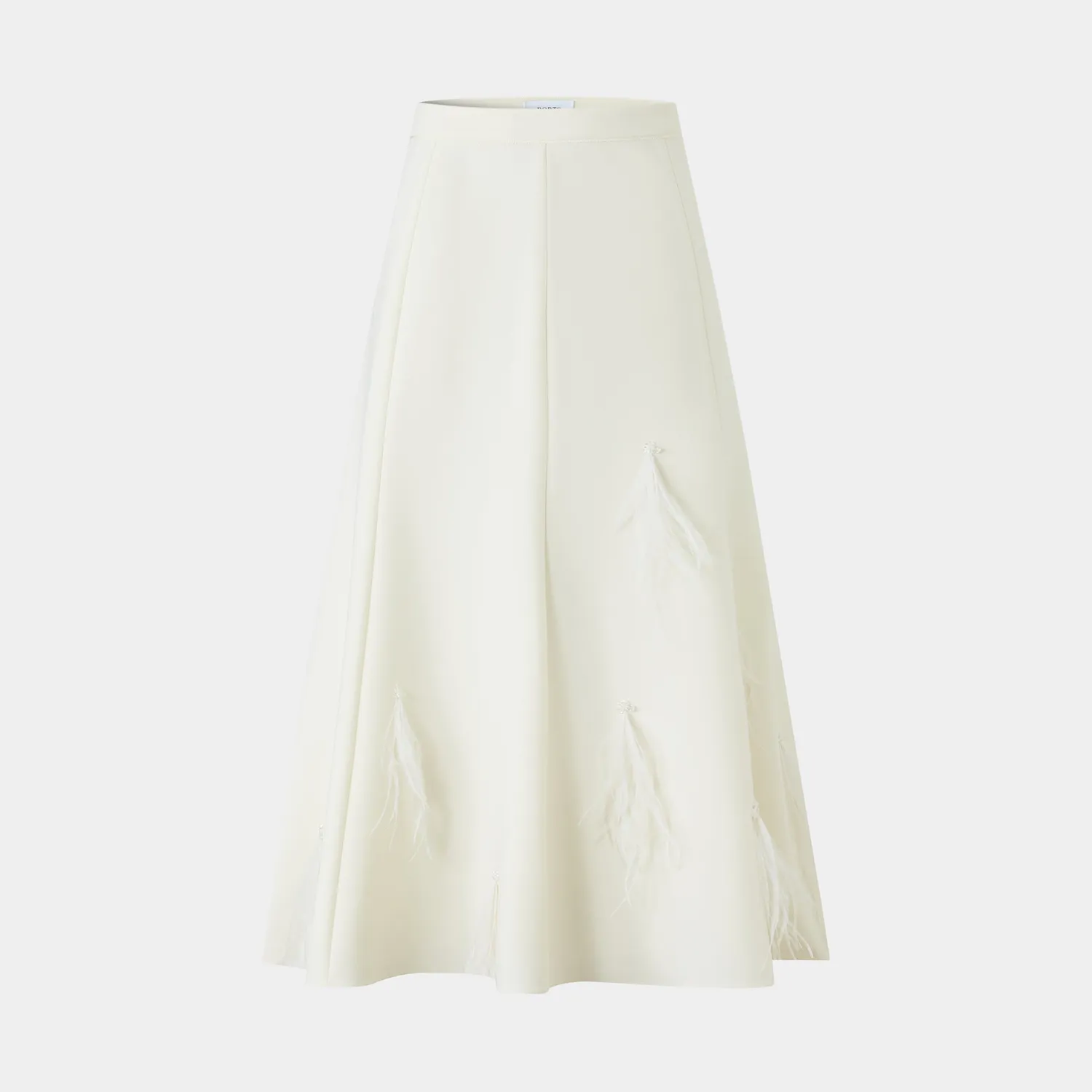 PORTS Whimsical Feather Touch A-Line Skirt gonna crema in lana