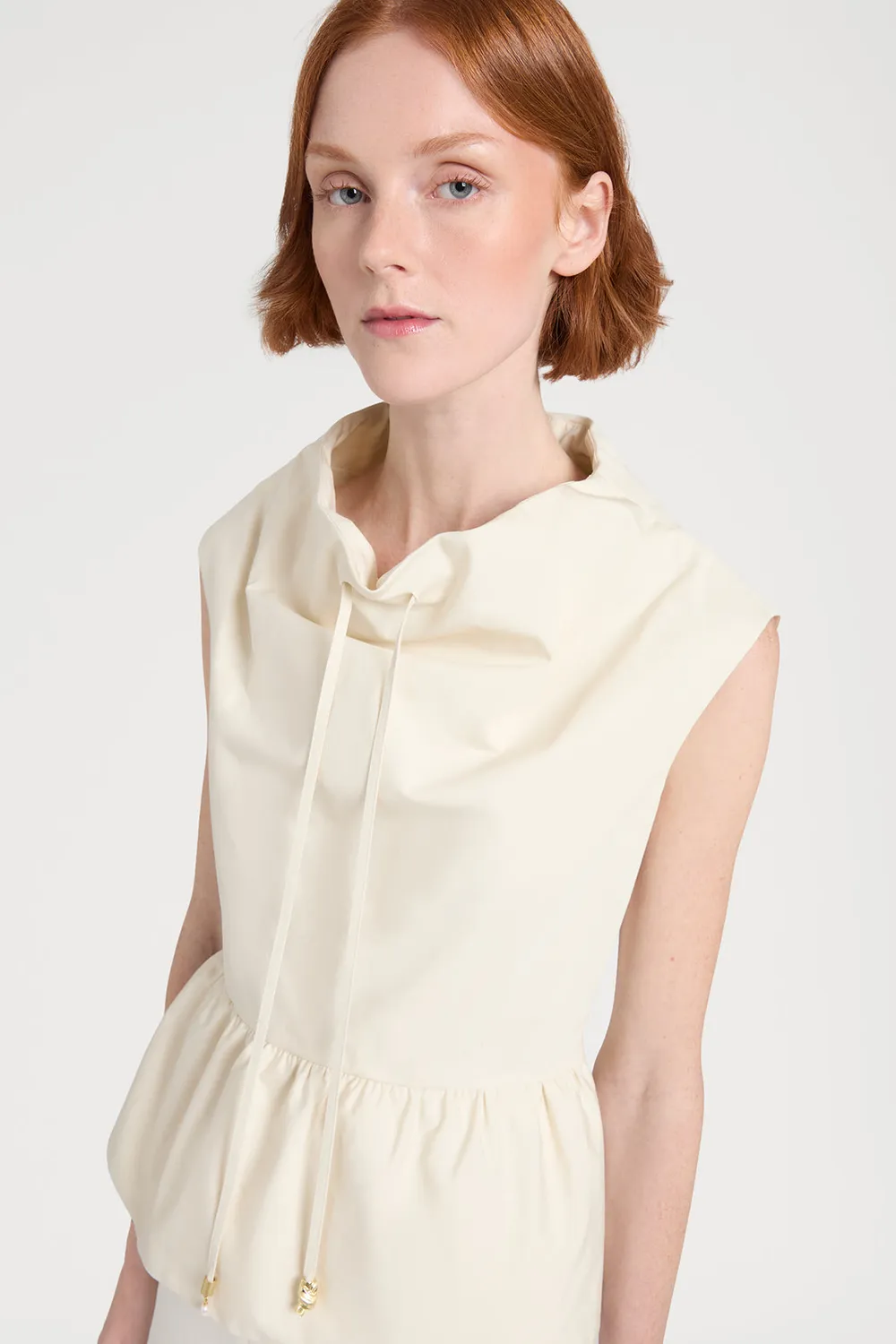 PORTS 1961 top peplum scollo drappeggiato Brich
