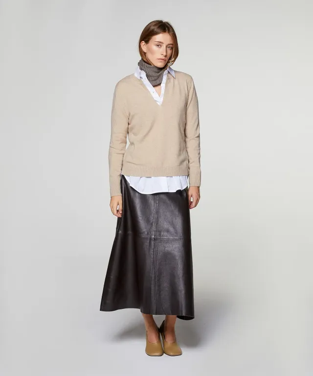 Rodier Maglia Tunisina Cashmere Collo Beige M Elegante