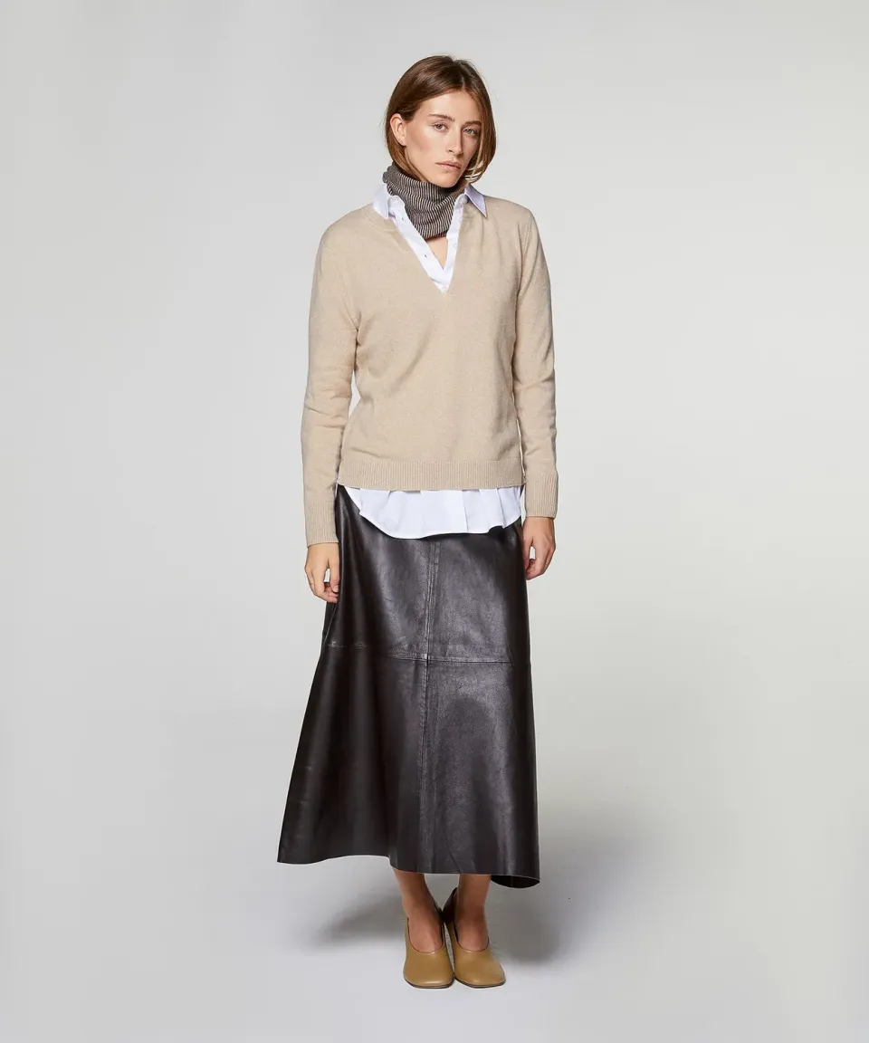 Rodier Maglia Tunisina Cashmere Collo Beige M Elegante
