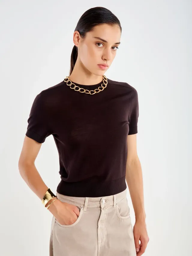 Vicolo Pull Girocollo Maglia Moro Lana