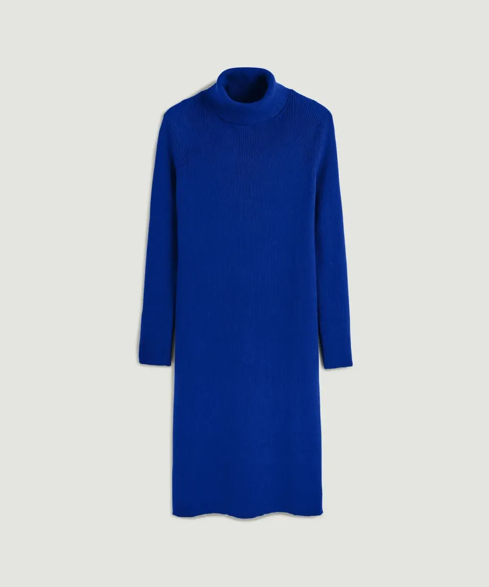 Rodier abito maglia collo alto midi blu oltremare