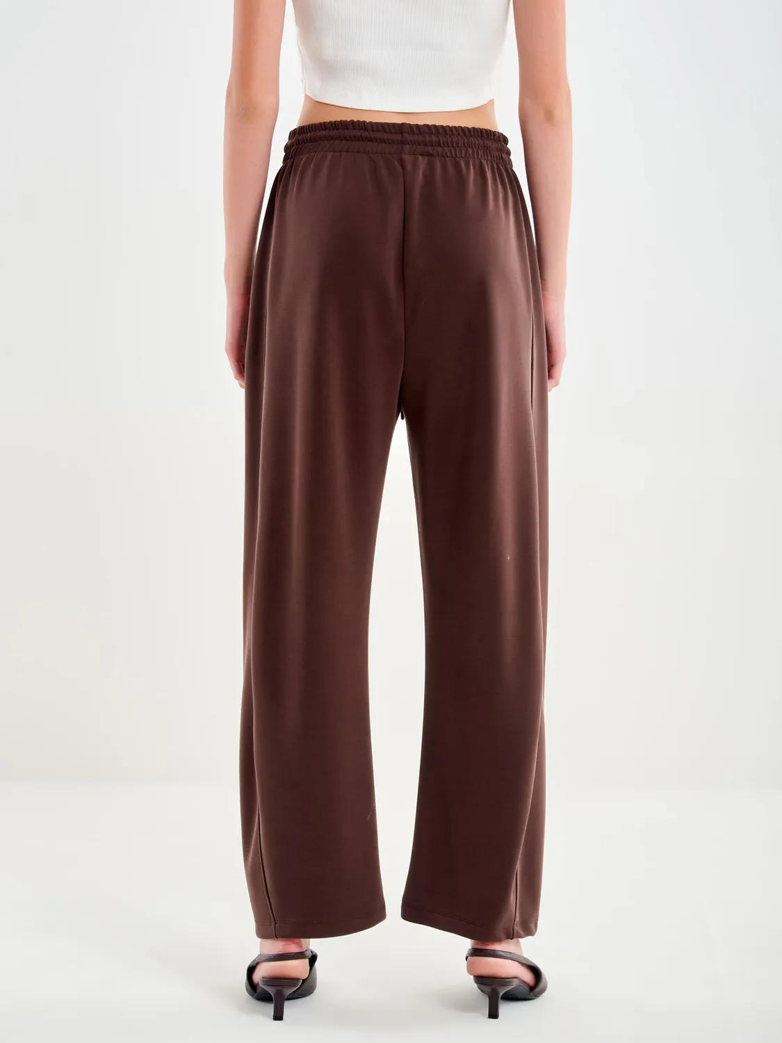 Vicolo Pantalone a Banana Elastico in Vita pantalone fondente
