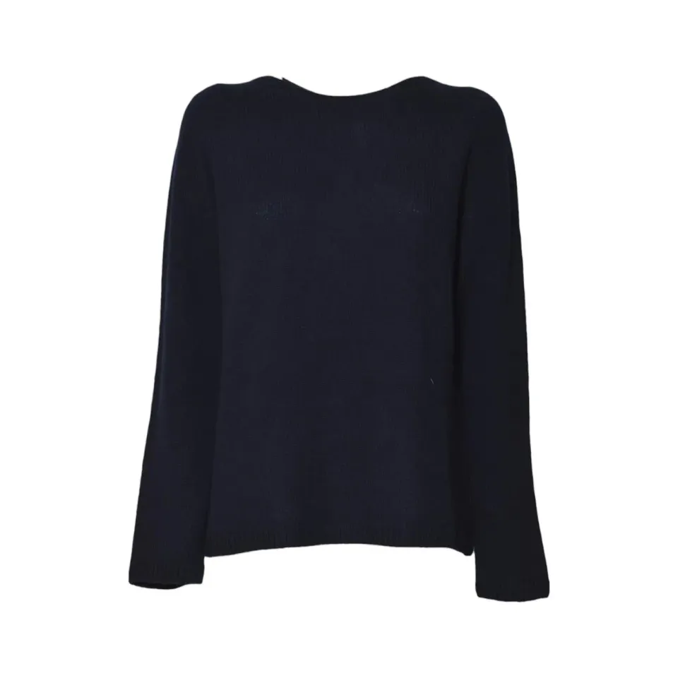 Max Mara Georg top donna blu notte lana cashmere