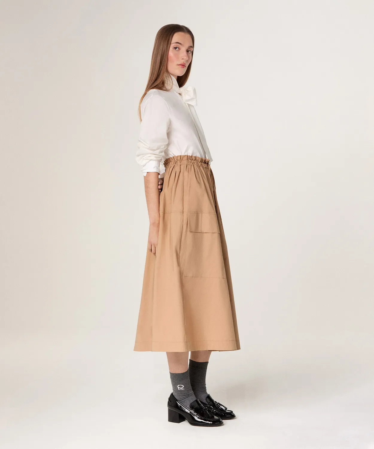 Rodier camicia bianca collo fiocco cotone S