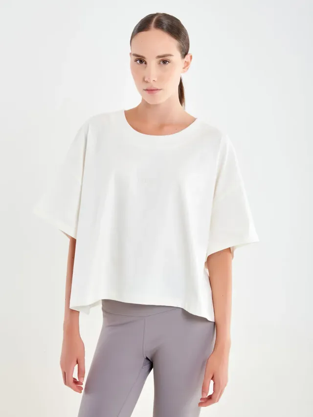 Vicolo T-Shirt Over Ricamo Naturale Taglia Unica