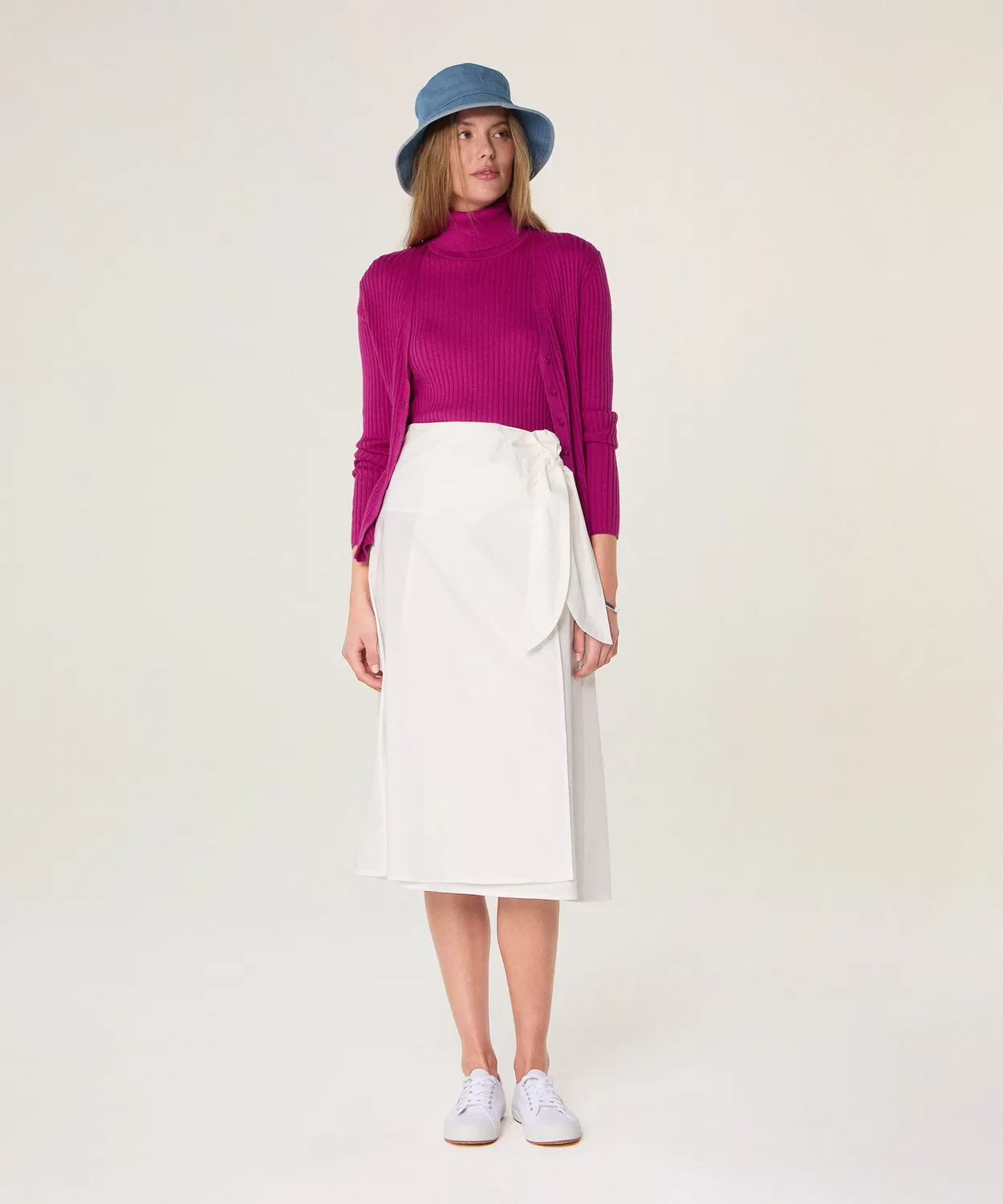Rodier twinset dolcevita seta fucsia collo alto