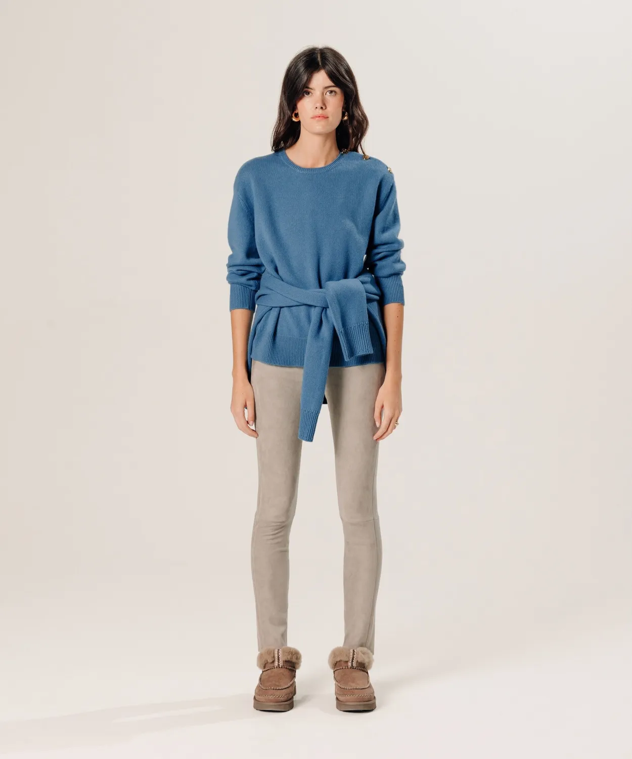 Rodier Maglione oversize cashmere azzurro 100% cashmere