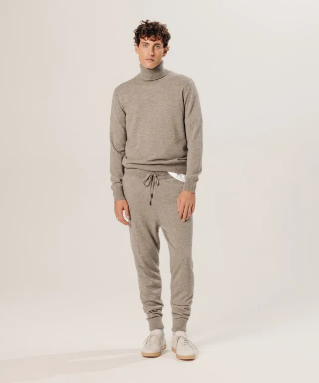 Rodier pantaloni jogging cashmere beige uomo vita elastica