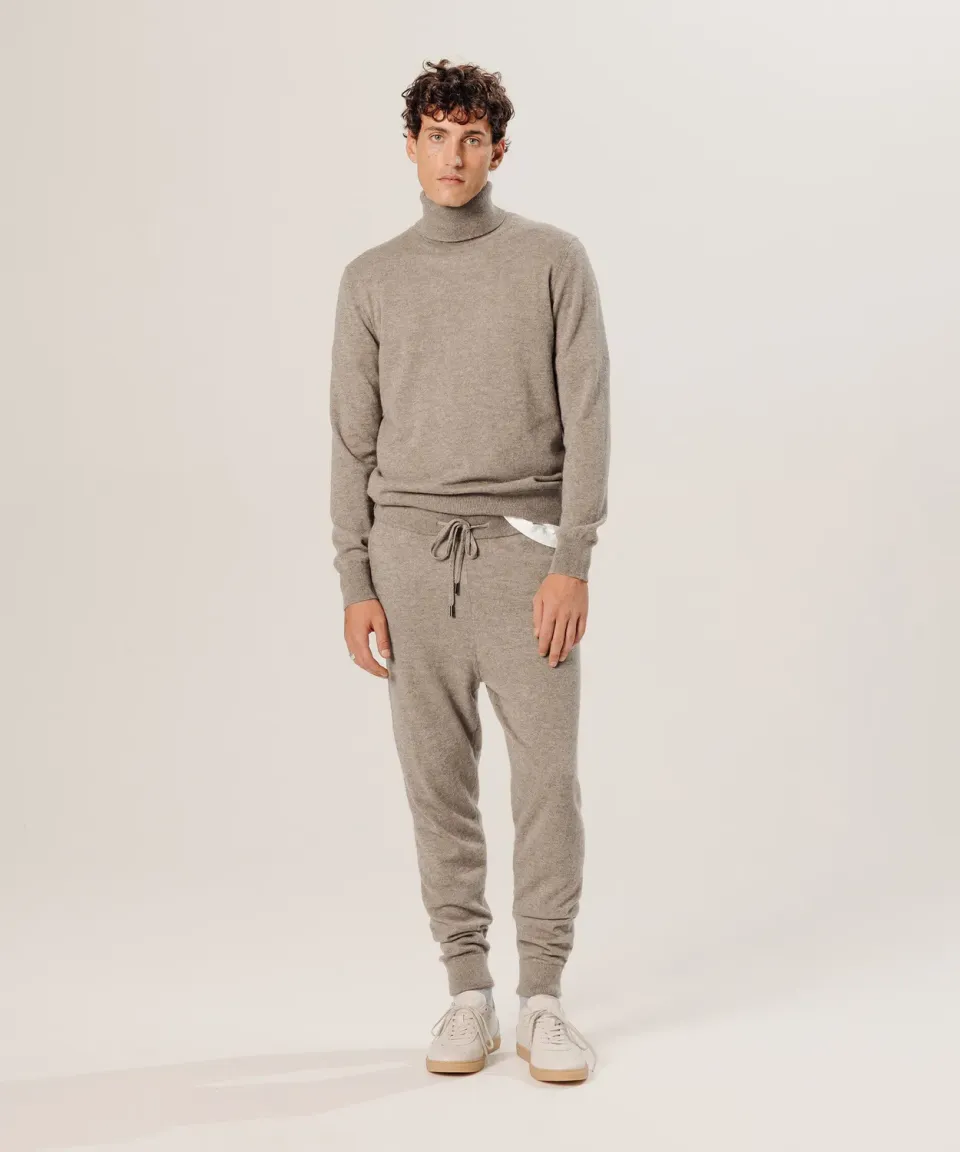 Rodier pantaloni jogging cashmere beige uomo vita elastica