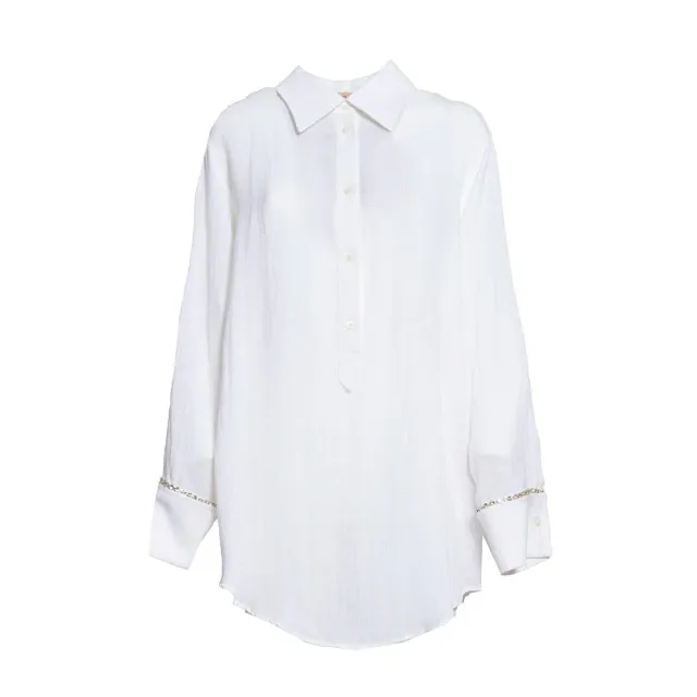 N°21 G0413617 camicia lino bianca cristalli XS