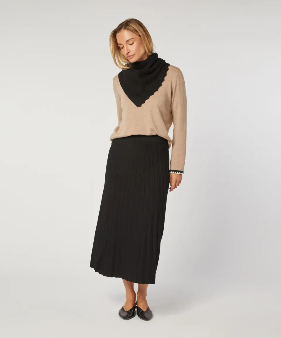 Rodier gonna in maglia plissettata nera donna