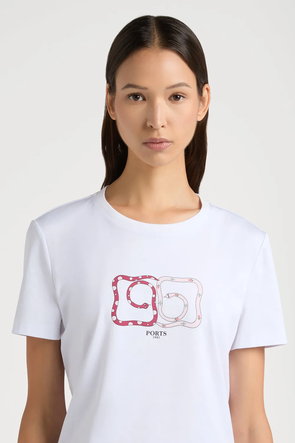 PORTS 1961 Infinity t-shirt bianco sporco tweed logo