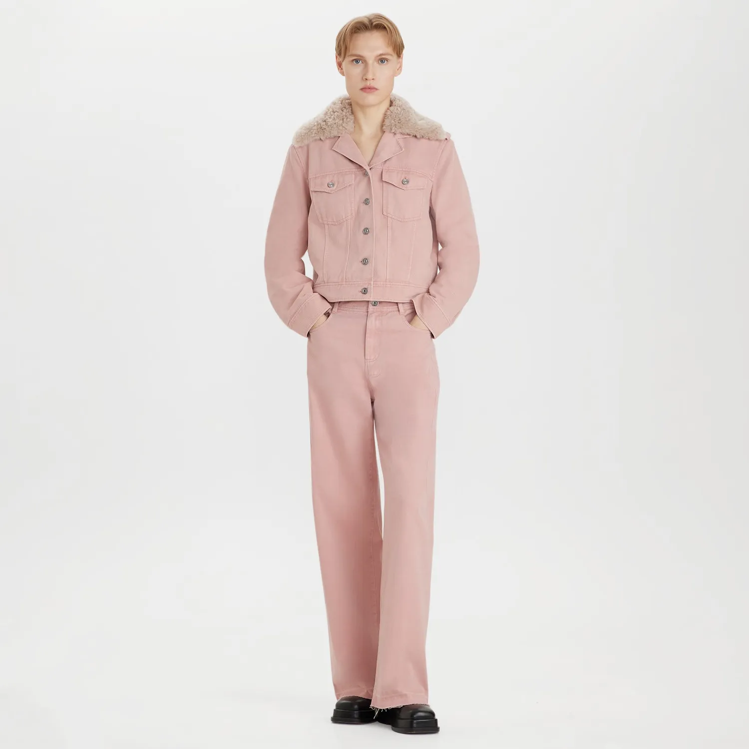 PORTS 1961 giacca denim imbottita rosa cipria