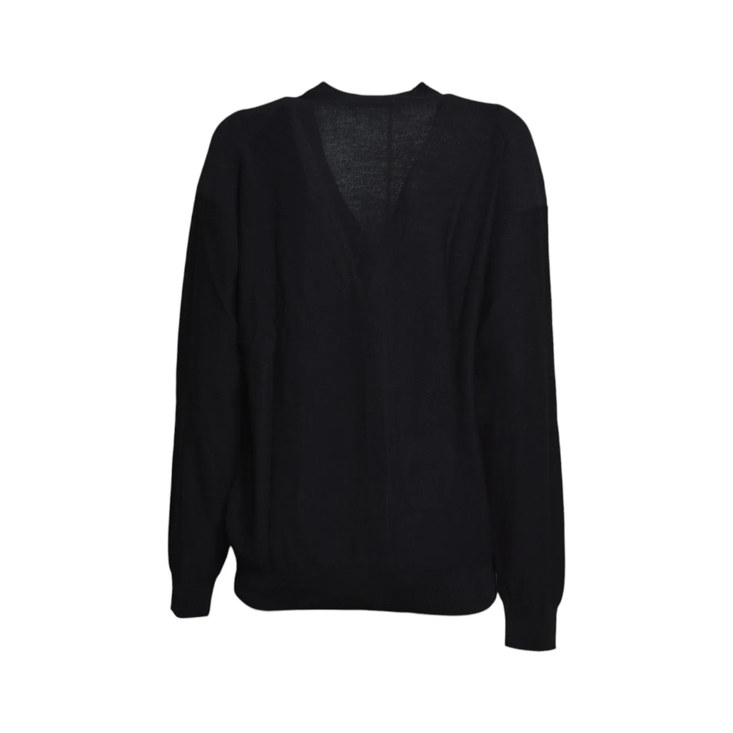 Lemaire PO0052LK1063 cardigan nero lana relaxed