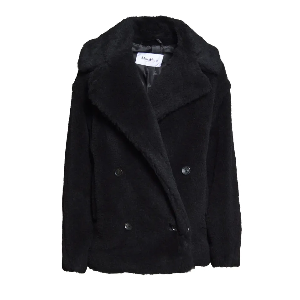 Max Mara Alcuno cappotto donna nero alpaca e seta
