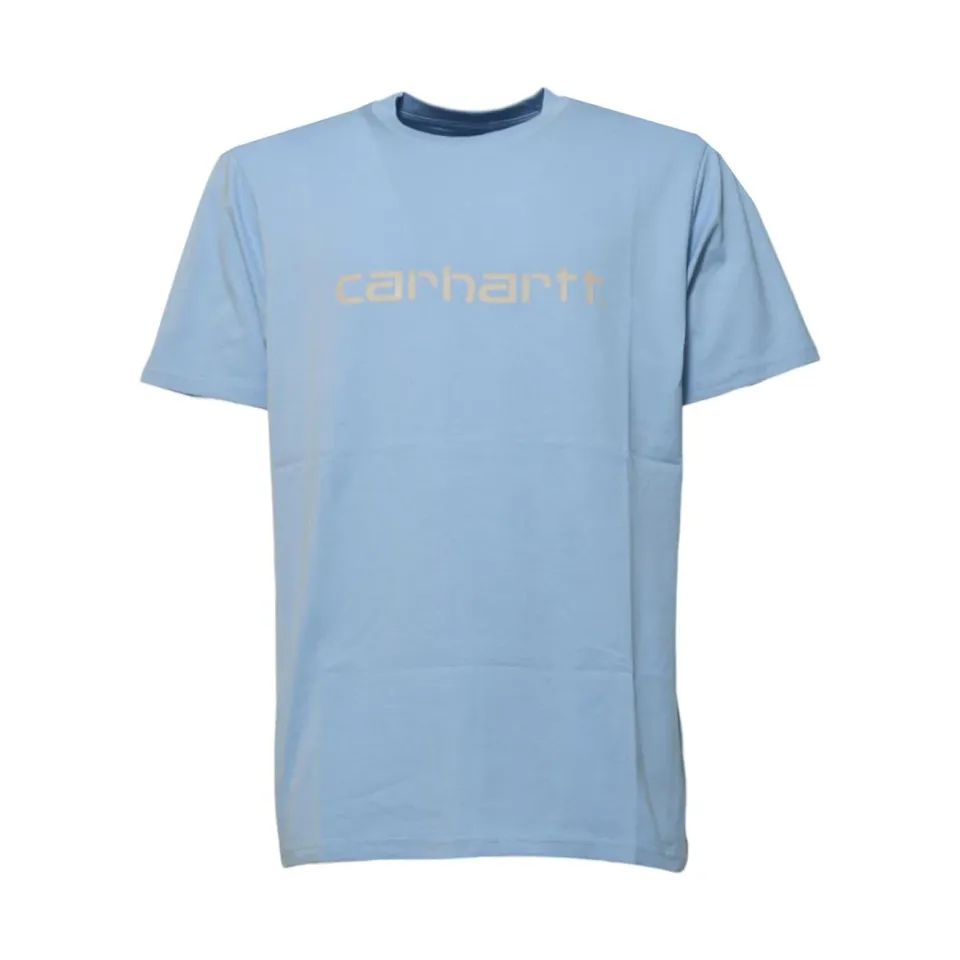 Carhartt Wip I031047 t-shirt Script azzurra cotone