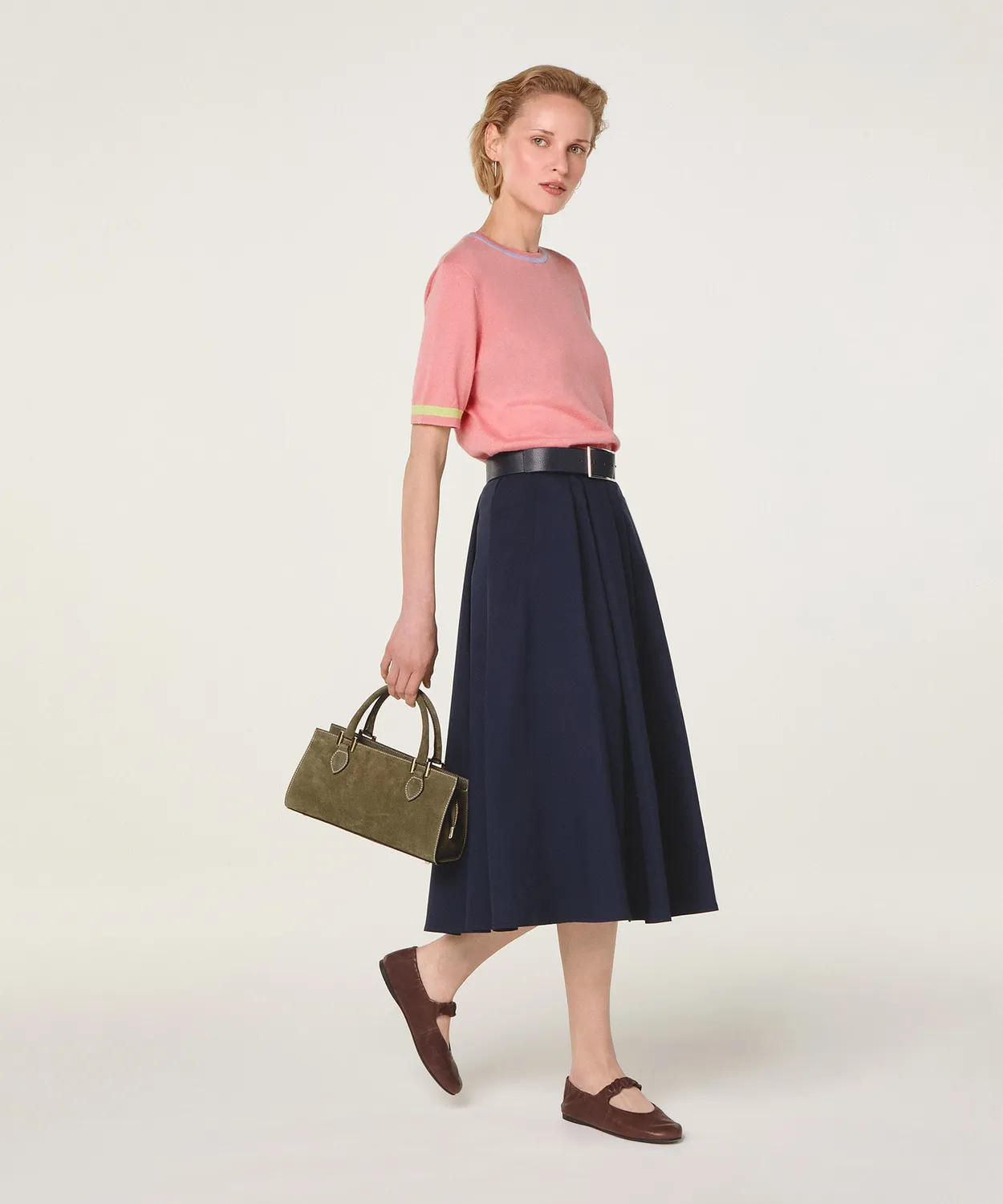 Rodier Gonna lunga svasata polpaccio blu navy