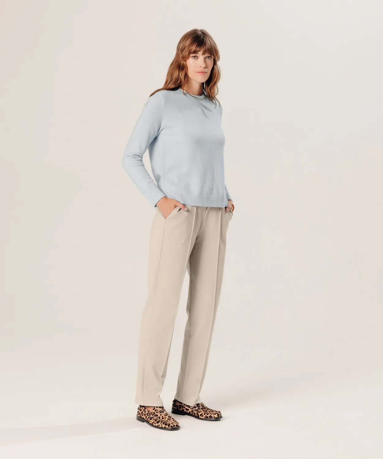 Rodier maglione girocollo cashmere donna celeste