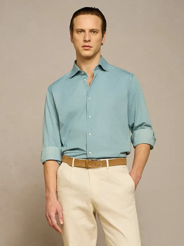Paul Taylor camicia denim lavaggio stone uomo
