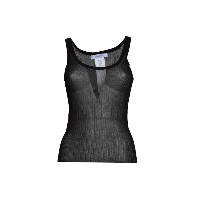 Max Mara Bastia Top seta nero a coste misura L