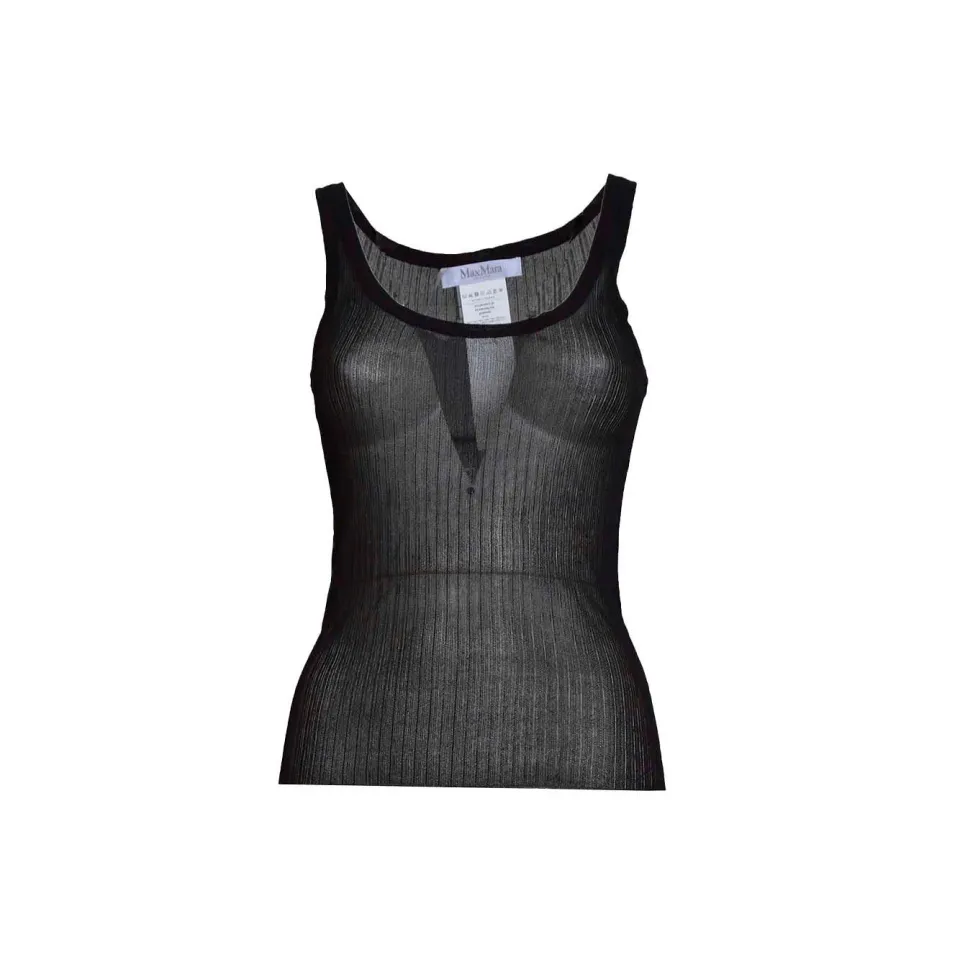 Max Mara Bastia Top seta nero a coste misura L