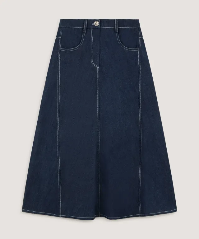 Rodier Gonna Lunga Denim Blu Denim