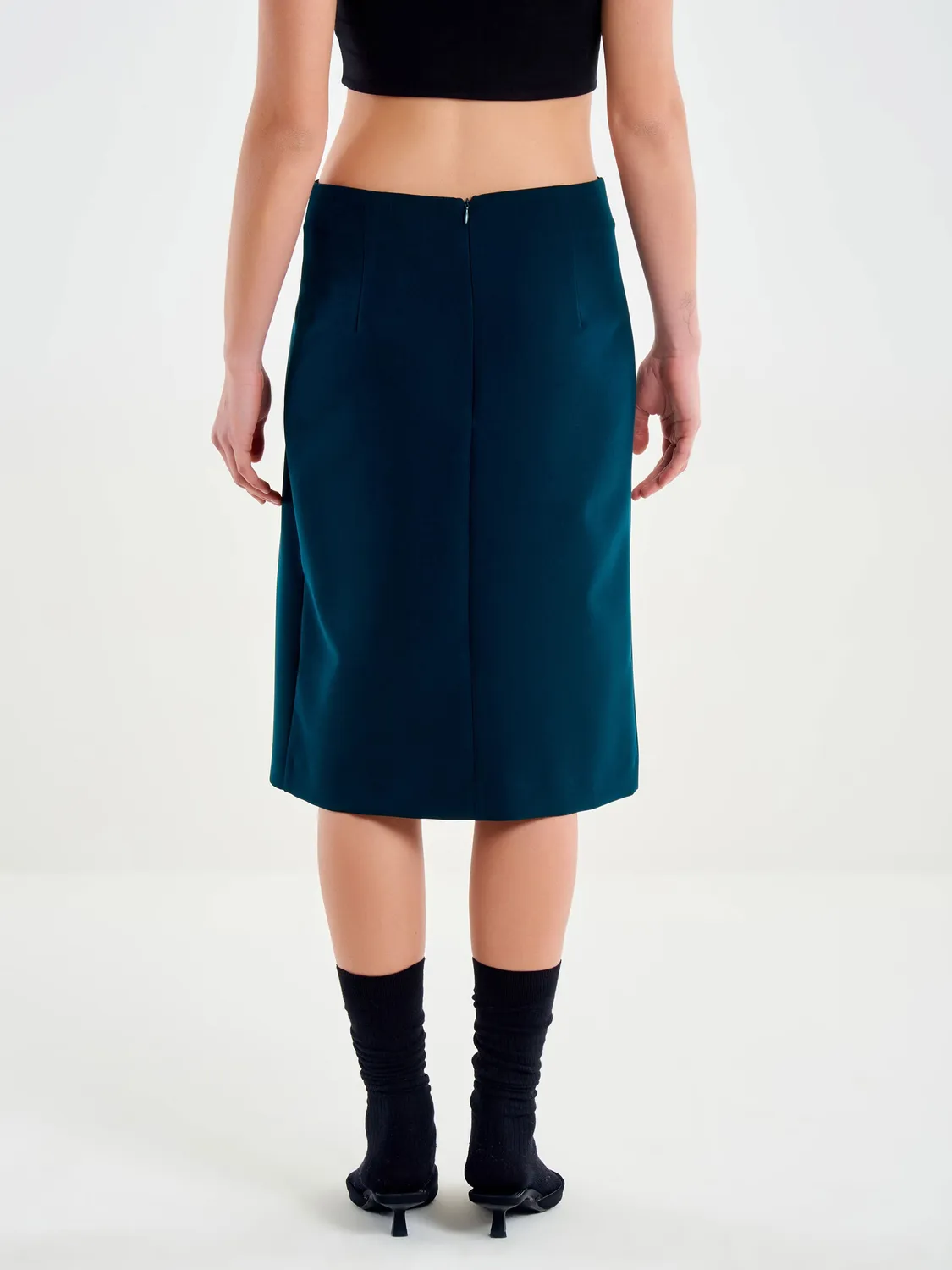 VICOLO Gonna Midi Spacco verde pino S