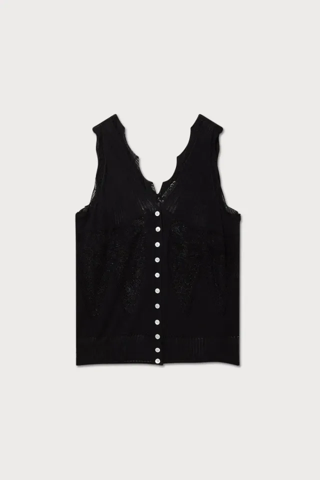 PORTS 1961 gilet in maglia traforata nero