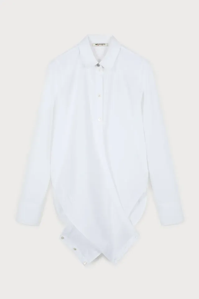 PORTS 1961 No.10 Wrap camicia bianca cotone donna