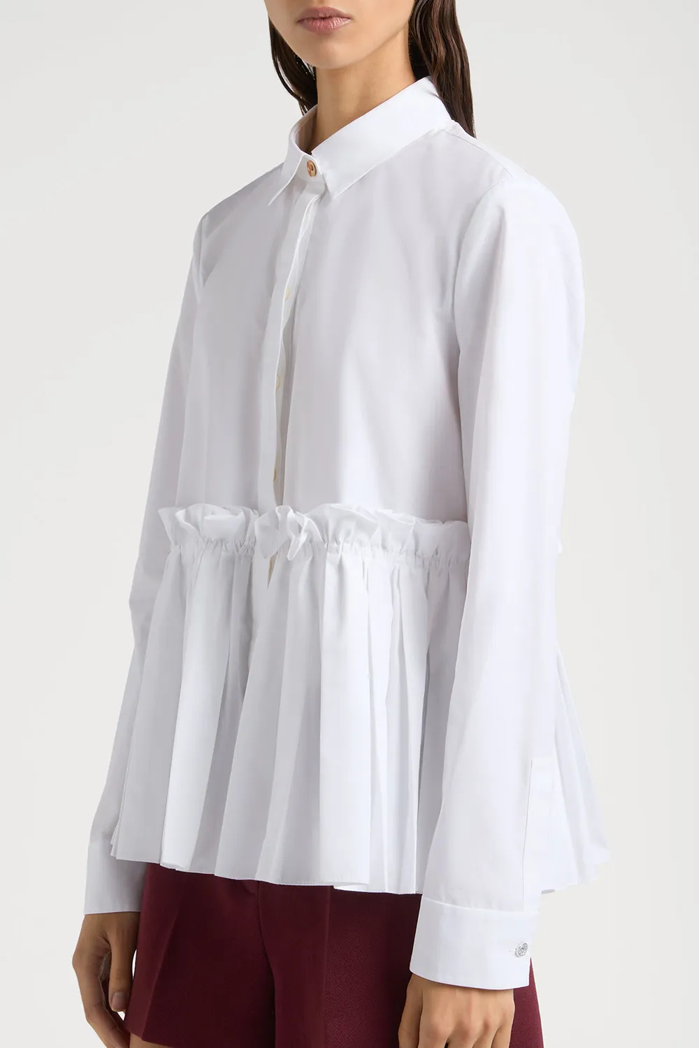Ports 1961 Signature No.10 camicia volant bianca cotone