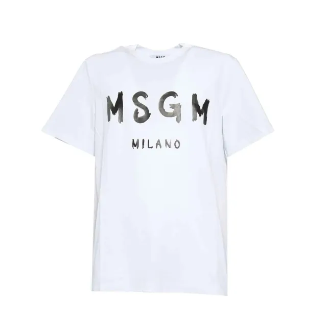 MSGM 2000MM510200002 t-shirt bianca pennellata