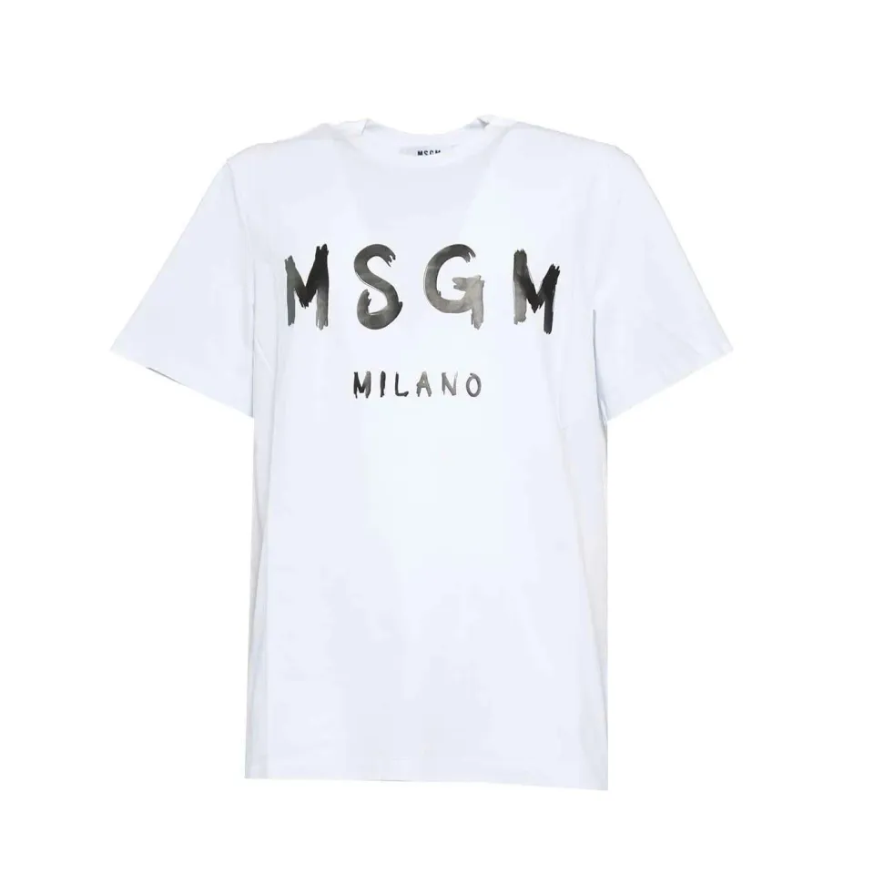 MSGM 2000MM510200002 t-shirt bianca pennellata