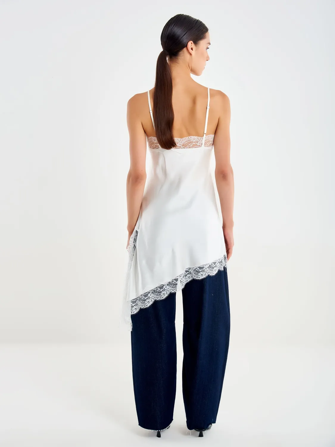 Vicolo abito mini bianco pizzo scollo a V viscosa