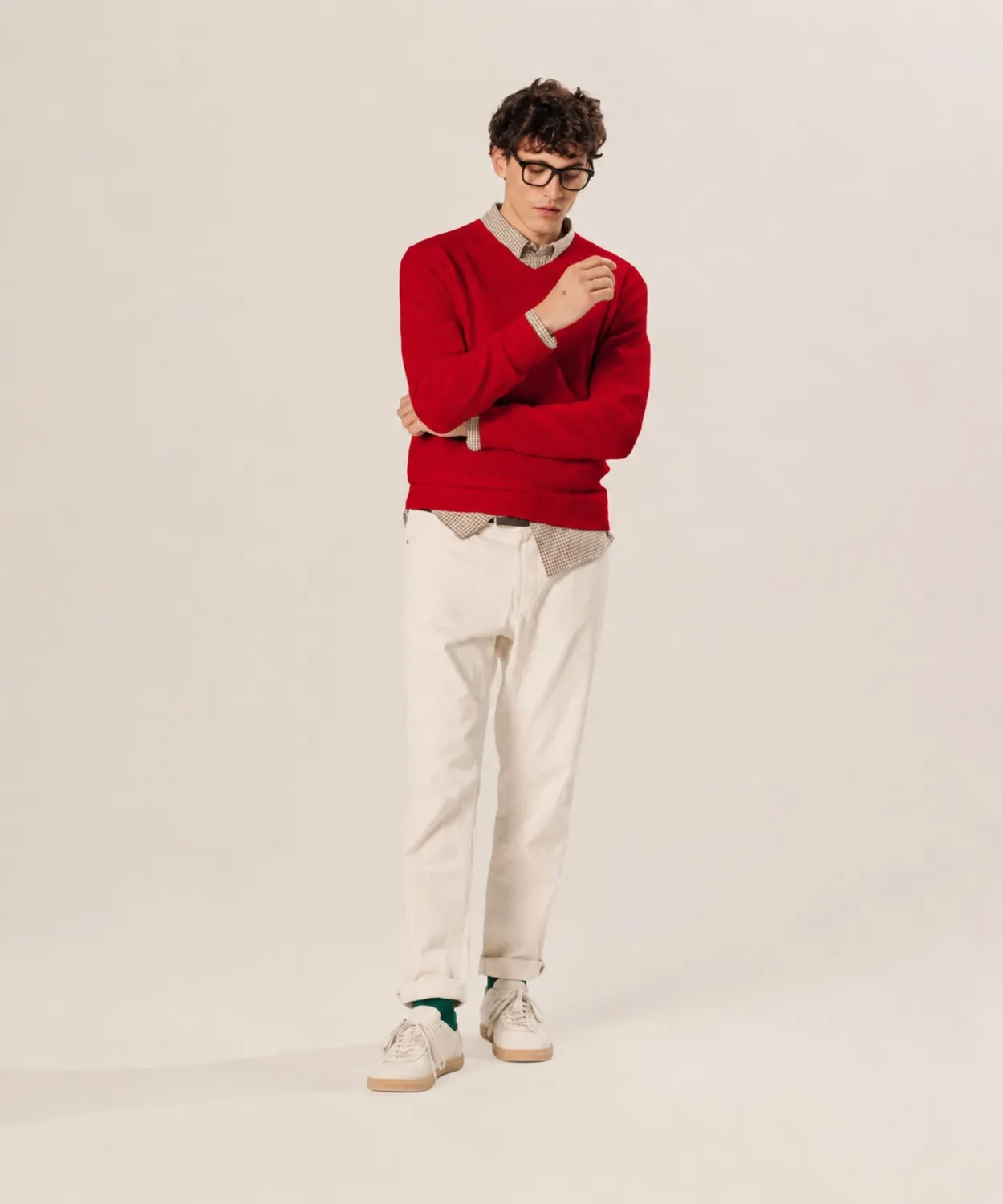 Rodier Maglione Scollo a V Lana Merino Rosso Uomo