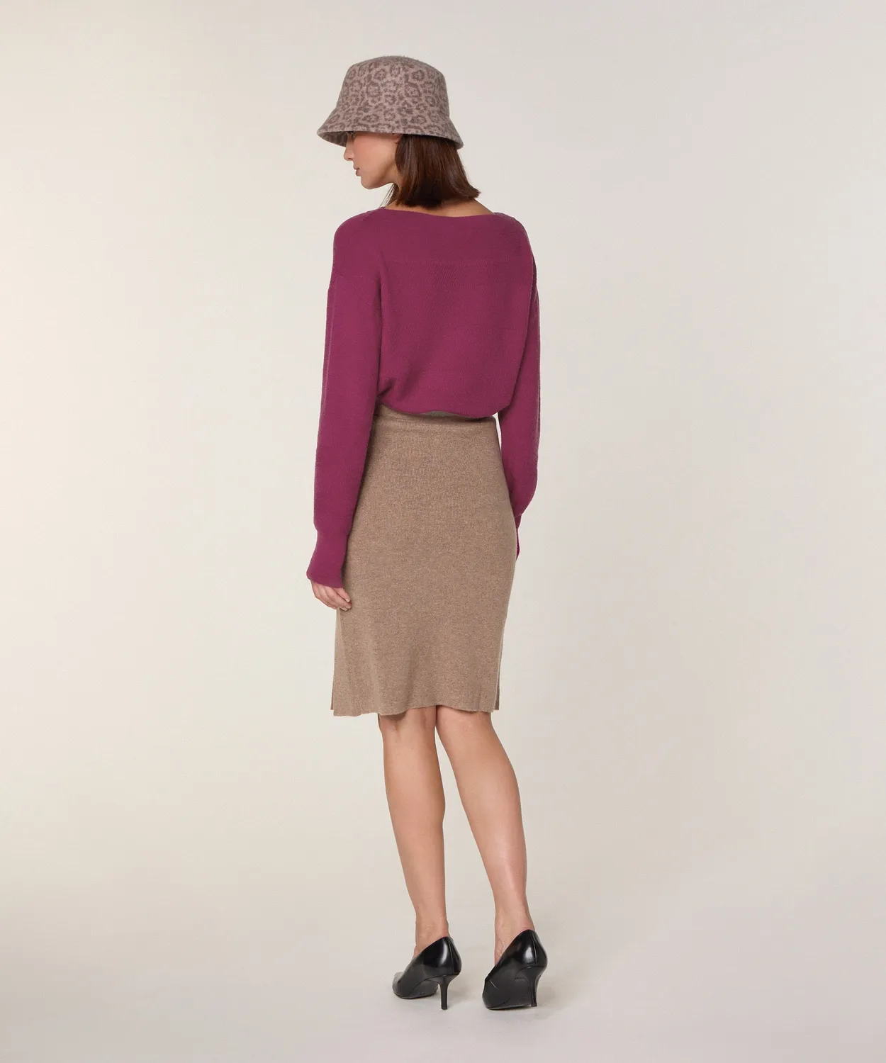 Rodier Gonna dritta lana cashmere Camel Midi S
