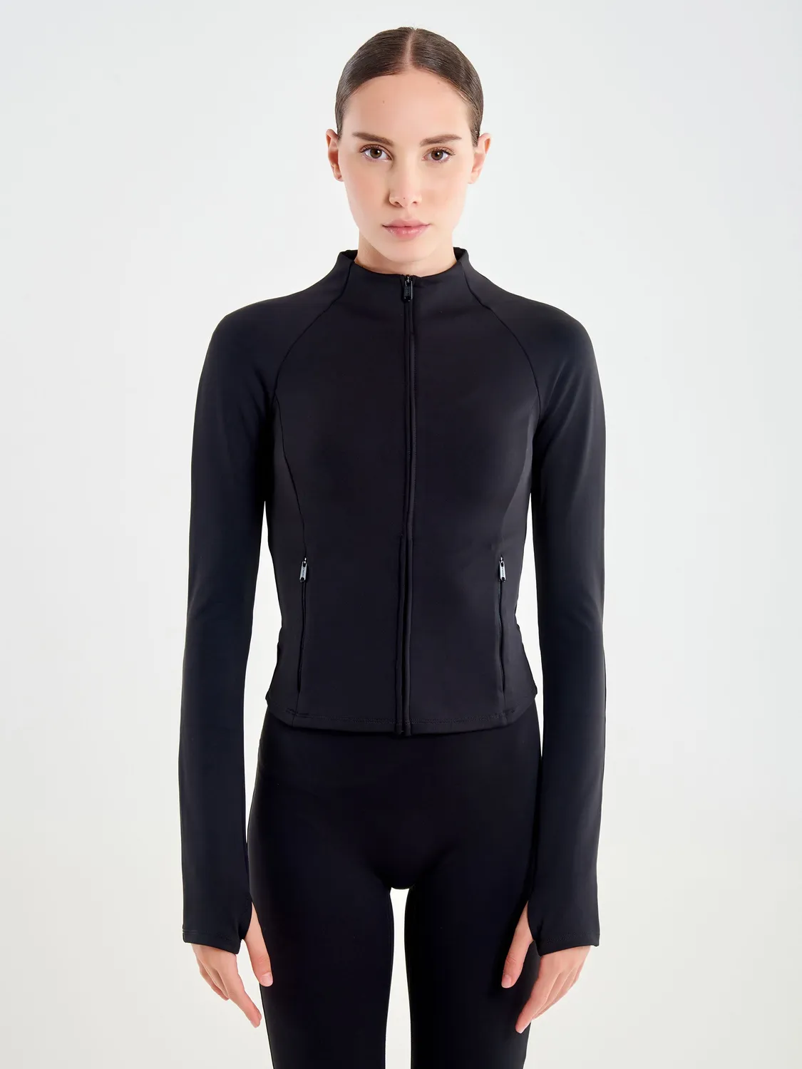 Vicolo Felpa Tessuto Tecnico Zip Nera Modellante S M L