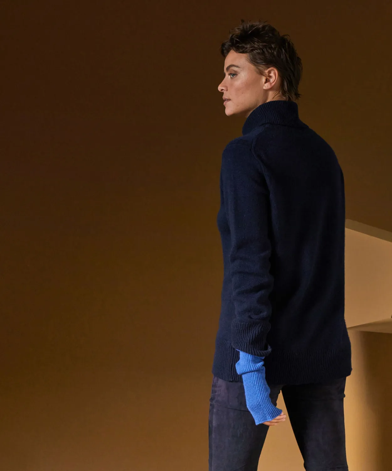 Rodier maglione dolcevita cashmere blu scuro oversize