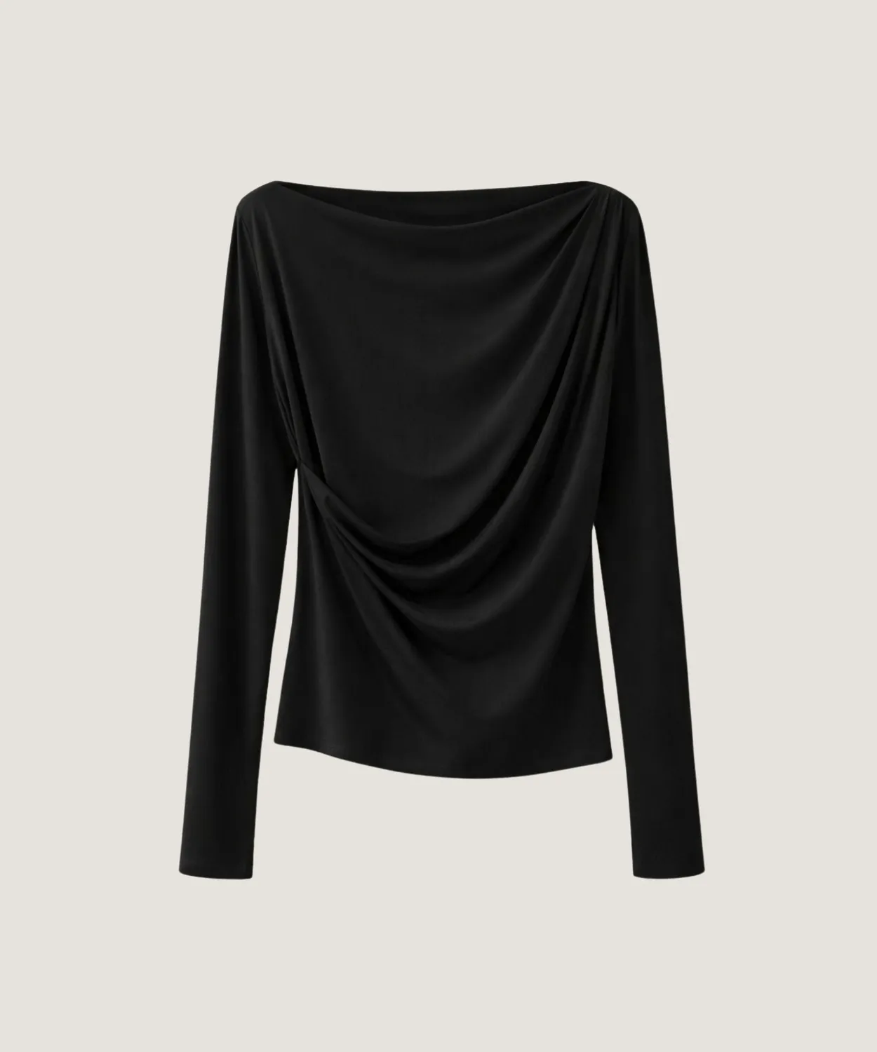 Rodier T-Shirt Drappeggiata Maniche Lunghe Nera Aderente