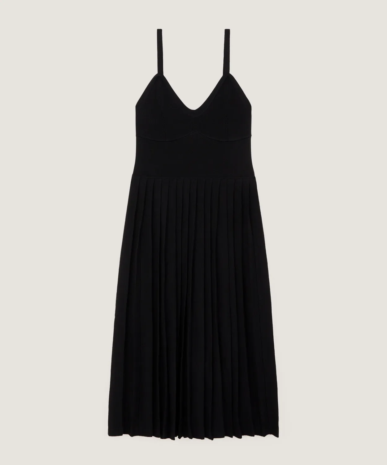 Rodier abito lungo maglia nero scollo a V