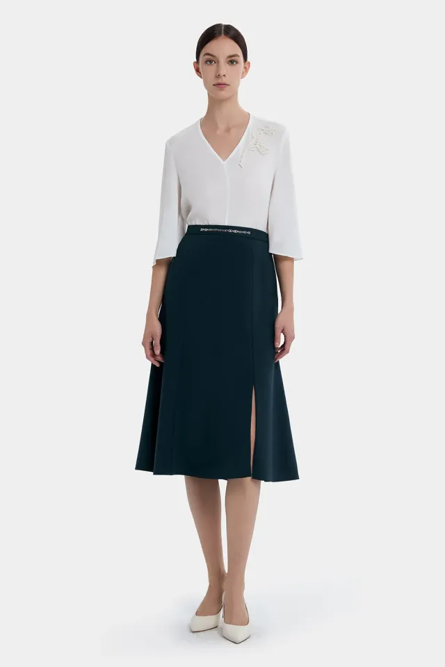PORTS Elegance gonna verde balsamo lana spacco