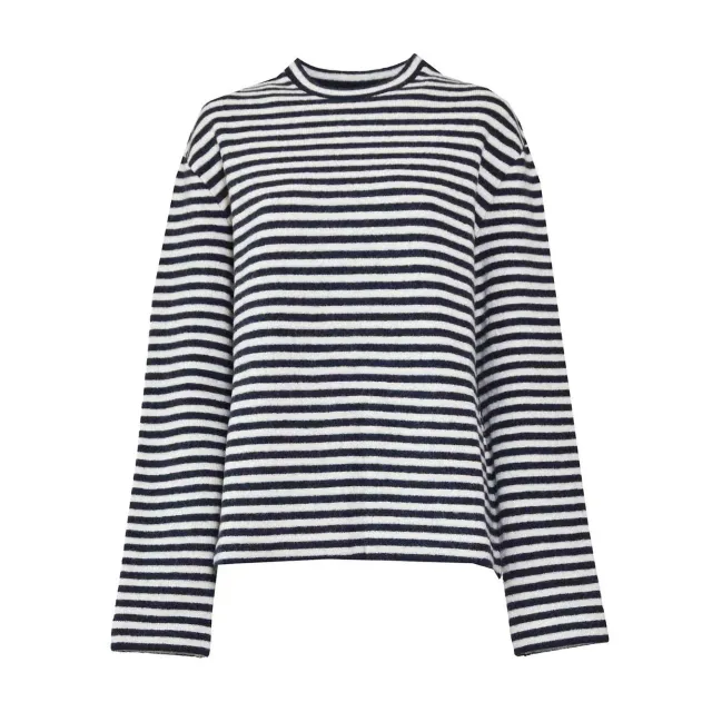 Jil Sander J40NH0008J20077 Pullover Lana Donna Righe Bianco Blu